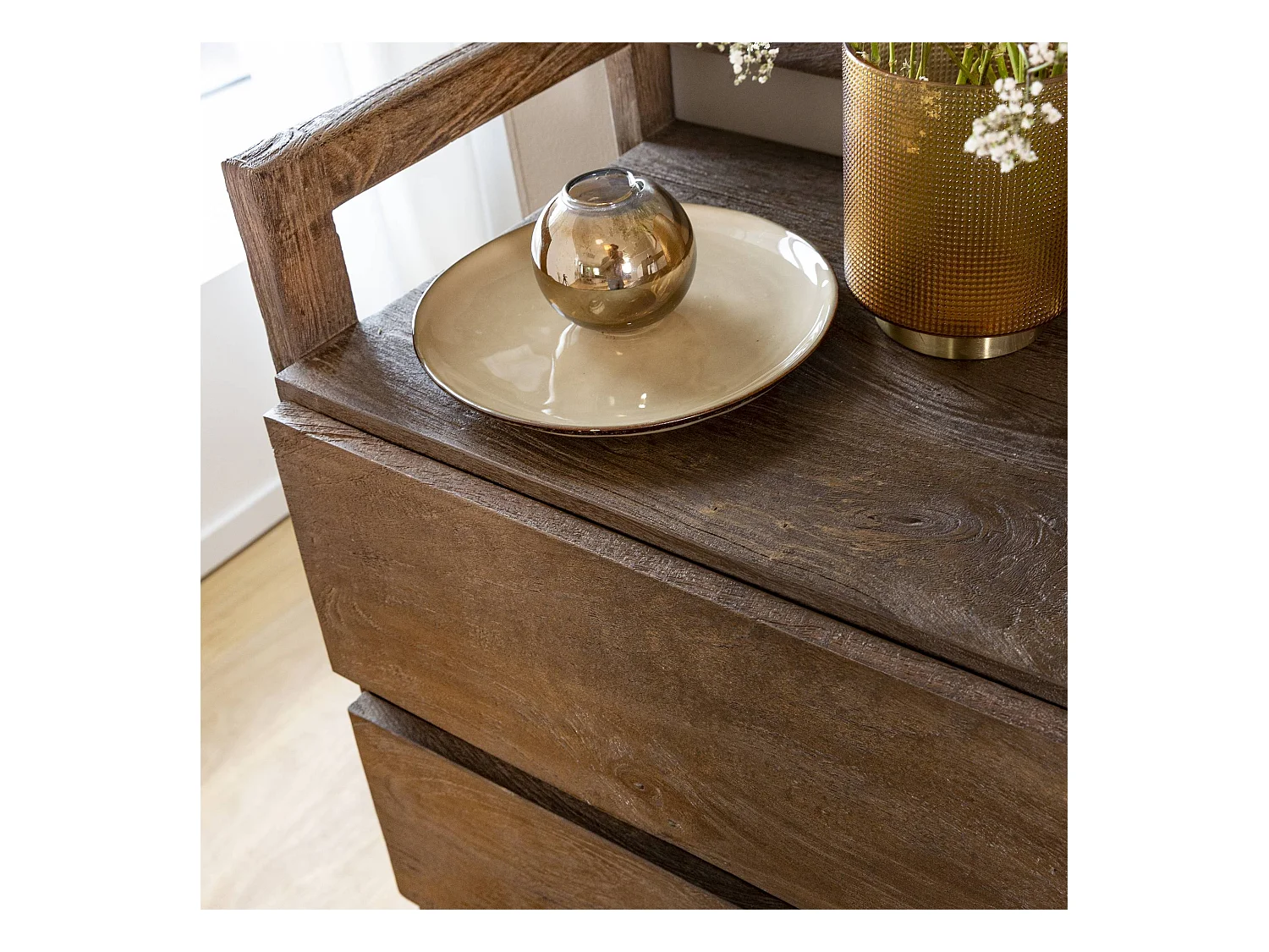 Chiffonnier en bois de manguier marron Emile