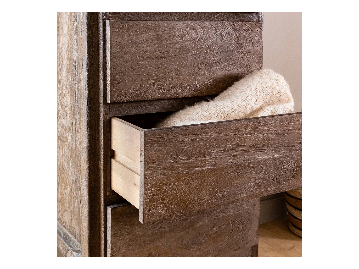 Chiffonnier en bois de manguier marron Emile