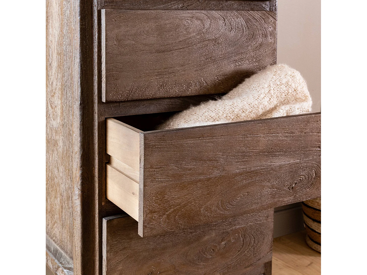 Chiffonnier en bois de manguier marron Emile