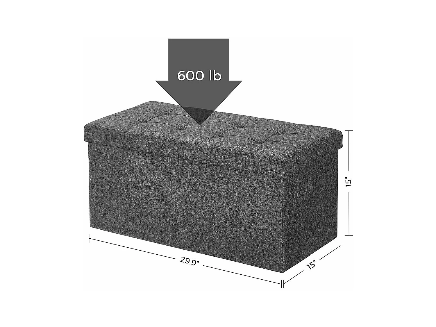 Cassa con coperchio pieghevole da 2 lati - L76 cm