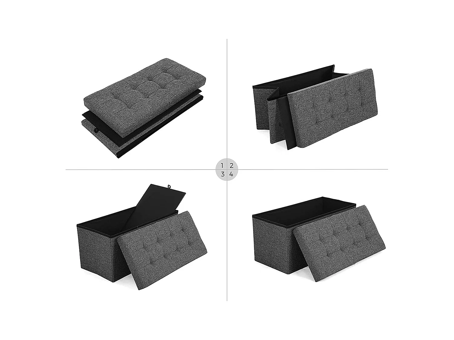 Cassa con coperchio pieghevole da 2 lati - L76 cm