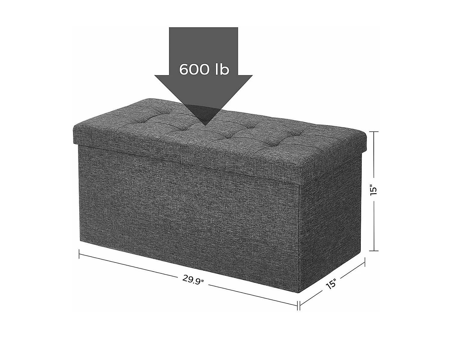 Caja de almacenamiento con tapa plegable en 2 lados - L76 cm