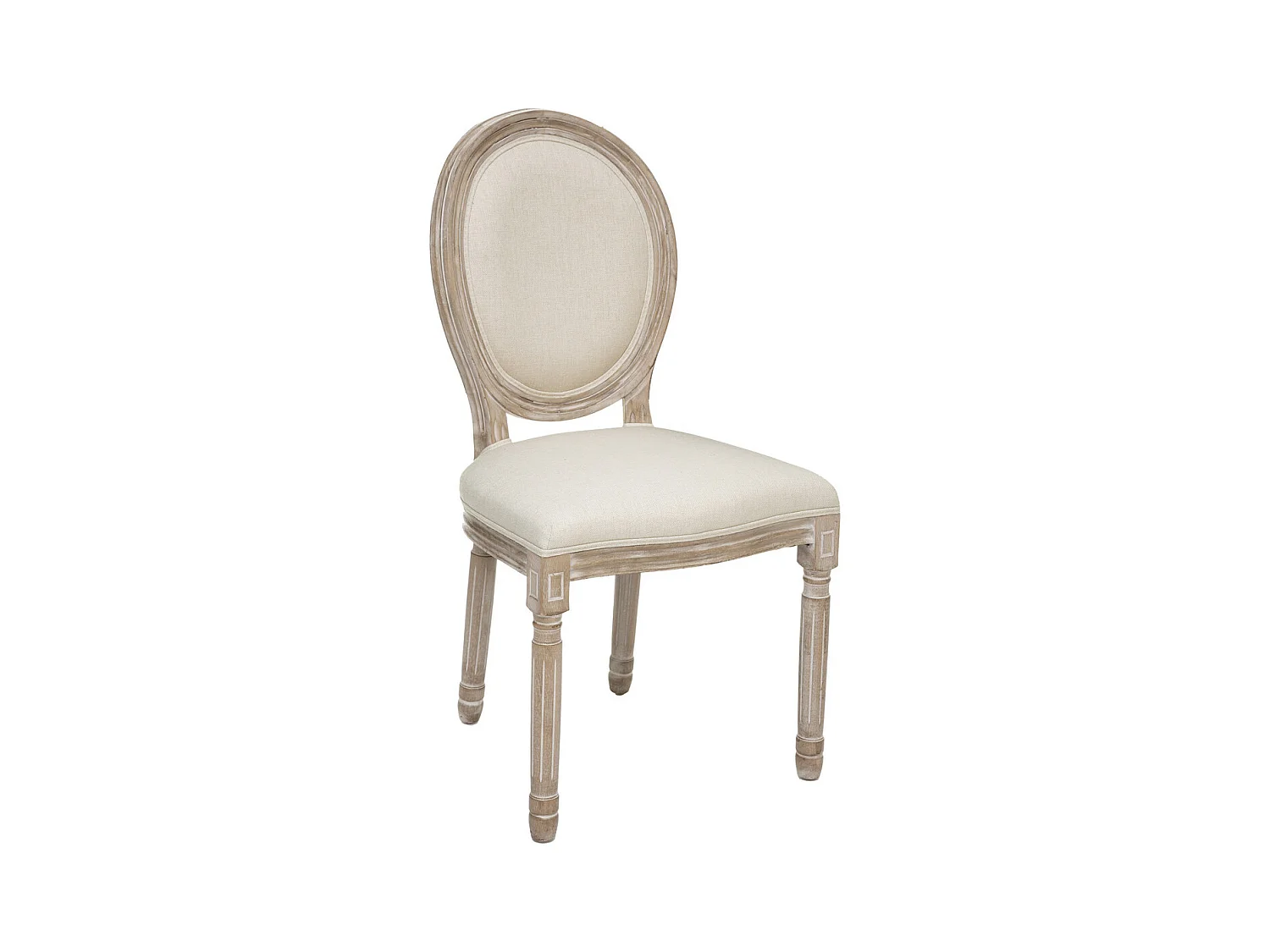 Chaise de table Beige Lin et pieds en Bois d'Hévéa