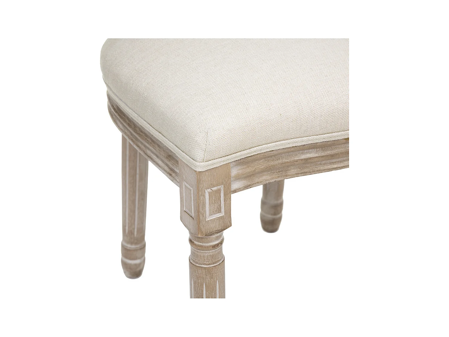 Chaise de table Beige Lin et pieds en Bois d'Hévéa