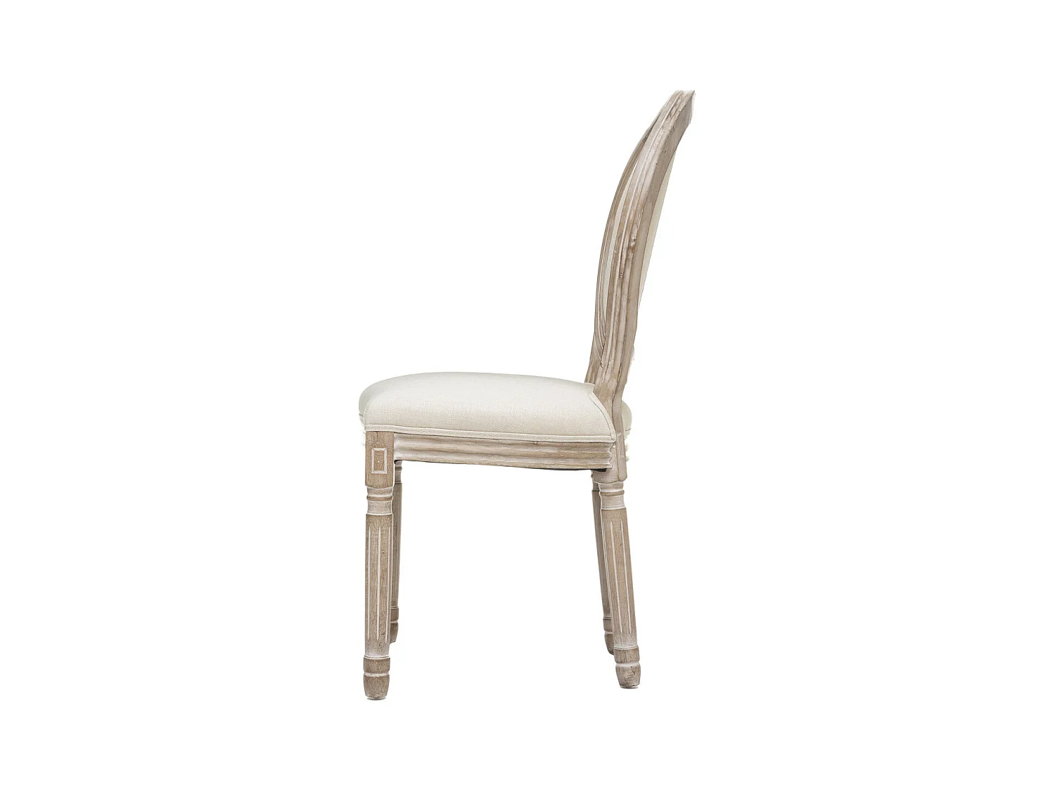 Chaise de table Beige Lin et pieds en Bois d'Hévéa