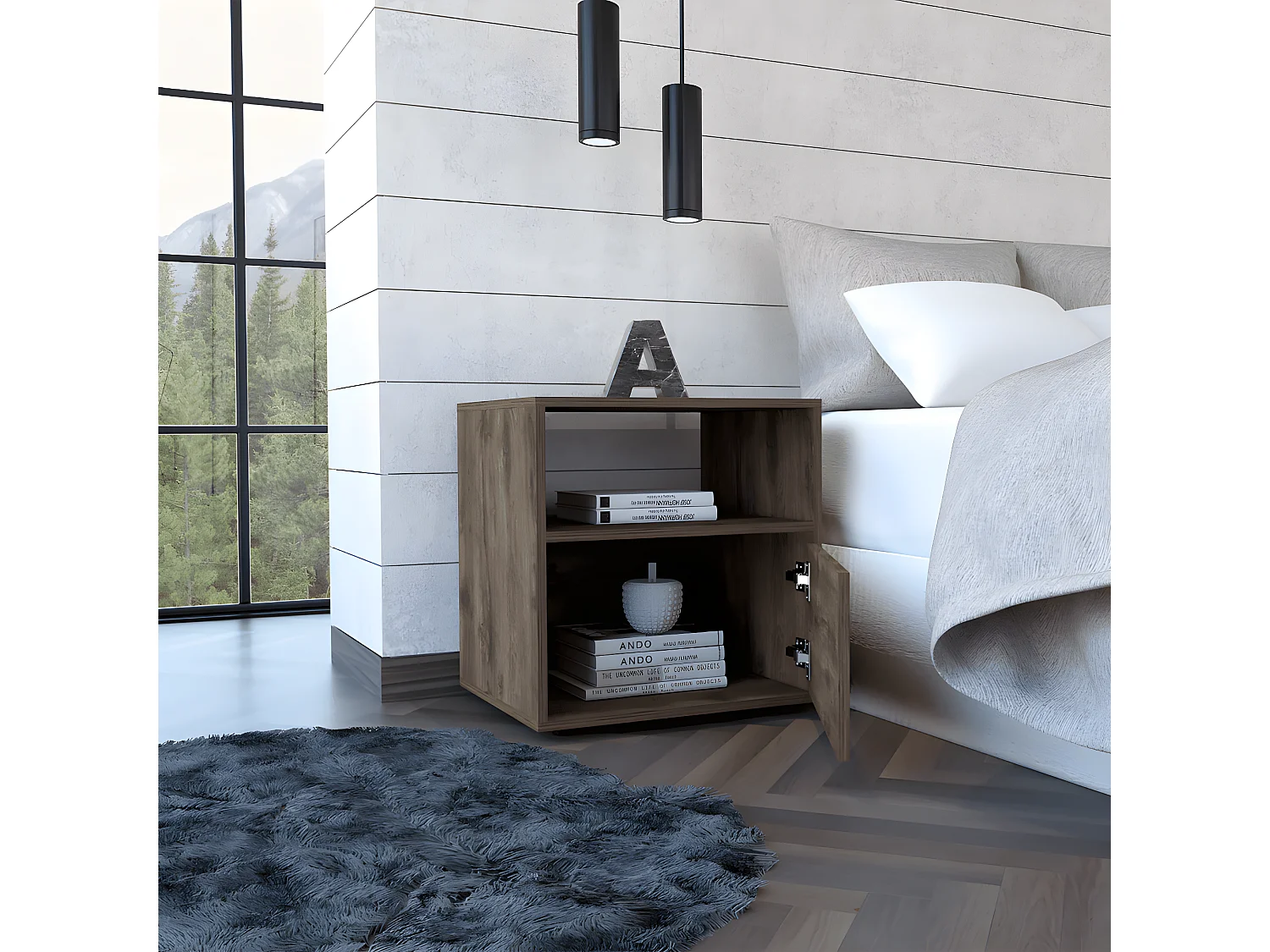 Nuit de Galanto avec 1 étagère et 1 tiroir, 52 cm à x 50cm L x 40cm P, acorn