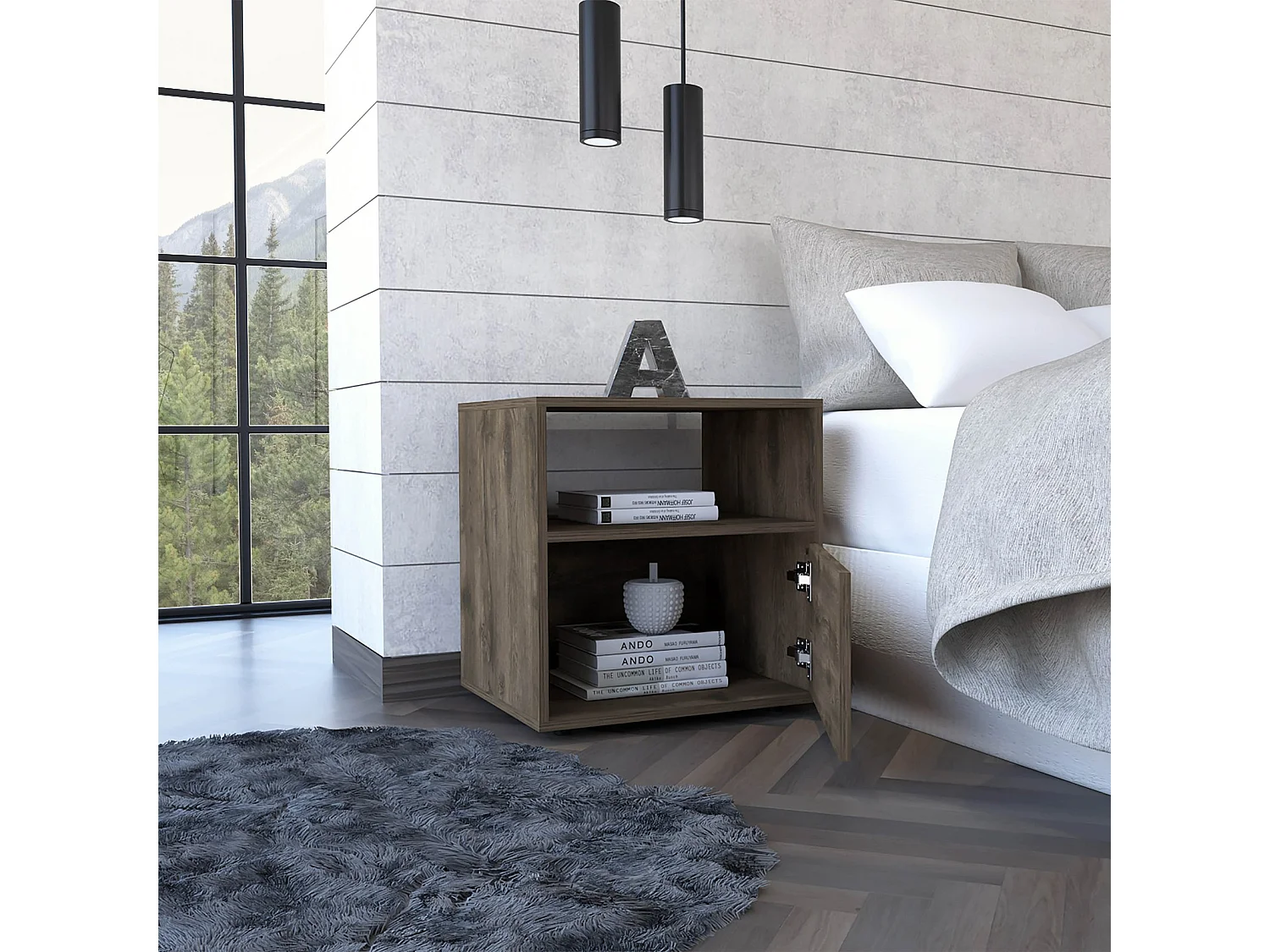 TUHOME CONCEPT Comodino Galanto da 50 cm, rovere scuro