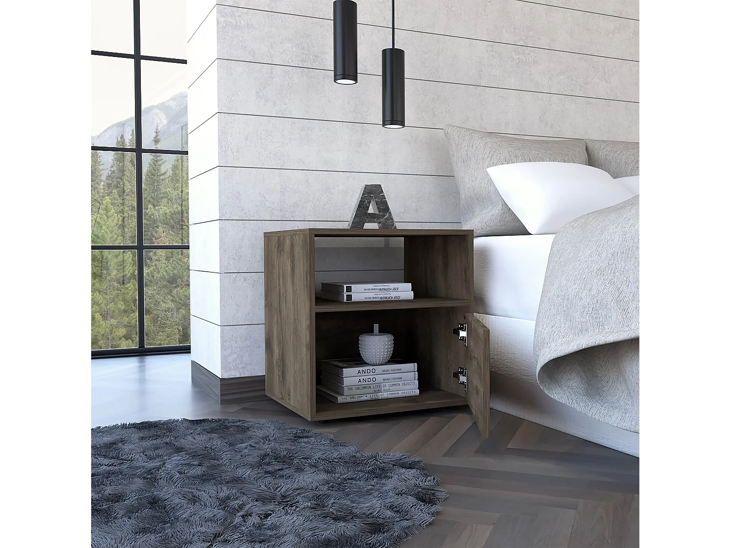 TUHOME CONCEPT Comodino Galanto da 50 cm, rovere scuro