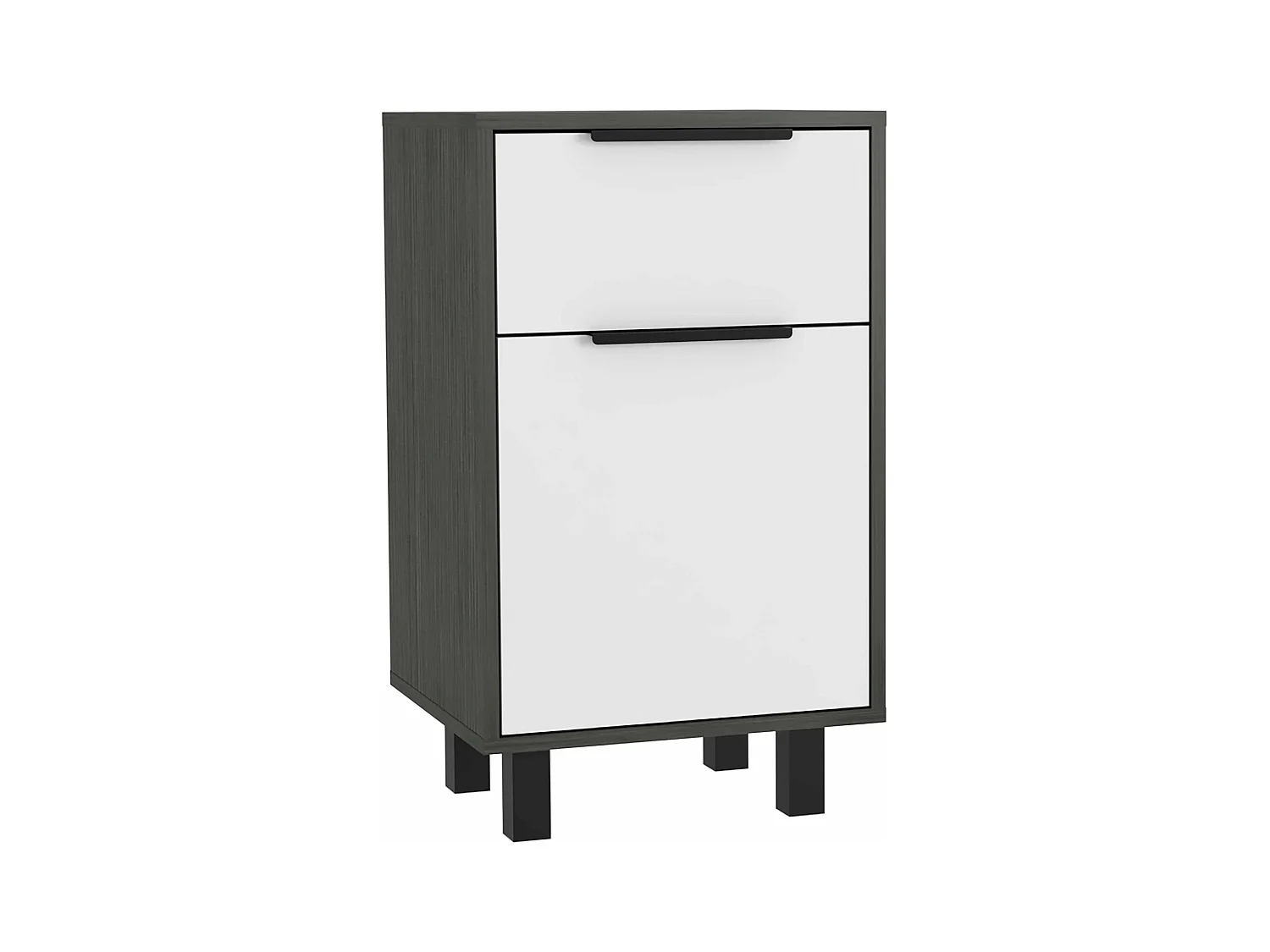 Table de nuit Kaia Z avec tiroir et armoire 41,2 cm L x 36,3 cm D x70cm au blanc / gris
