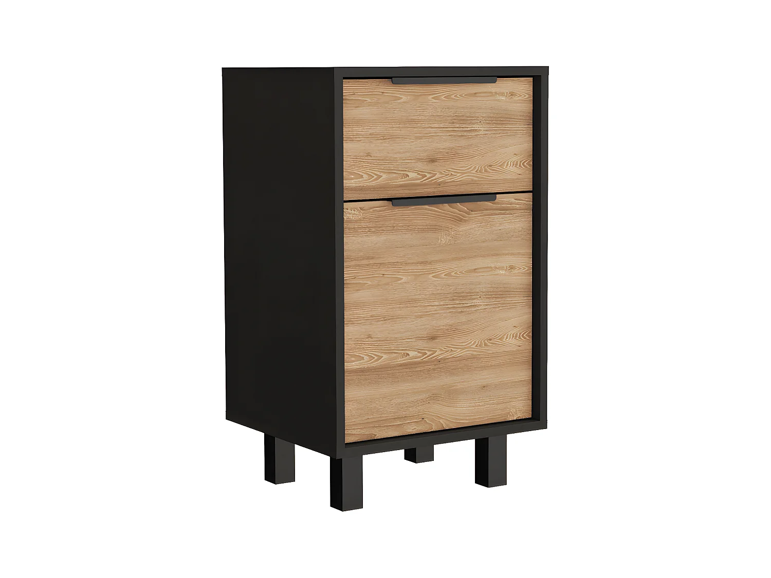 Table de nuit Kaia Z avec tiroir et armoire 41,2 cm L x 36,3 cm D x70cm A Caffe / Gray