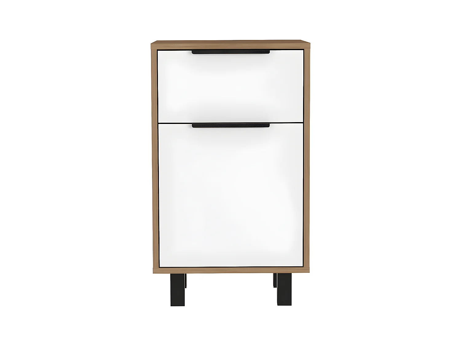 Table de nuit Kaia Z avec tiroir et armoire 41,2 cm L x 36,3 cm D x70cm au blanc / miel