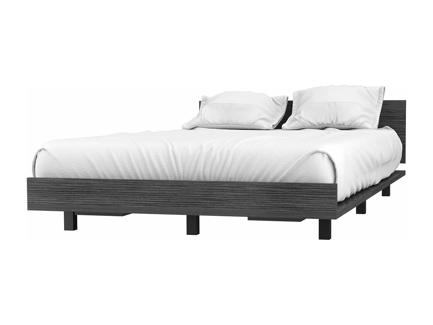 Cadre de lit simple kaia, 51,6 cm à x 212,5 cm P x 120 cm L, gris