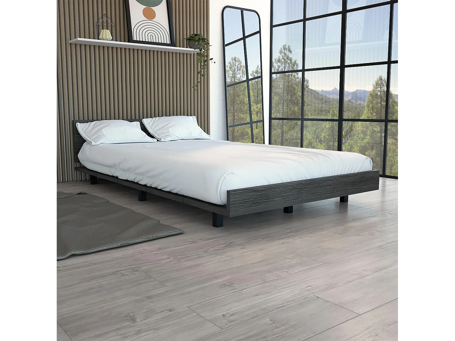 TUHOME CONCEPT Cadre de lit Kaia Smokey, chêne gris