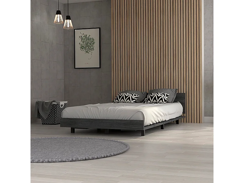 Cadre de lit simple kaia, 51,6 cm à x 212,5 cm P x 120 cm L, gris