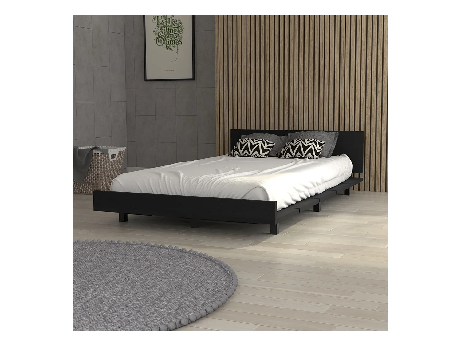 Base letto singola Kaia, con struttura 51,6CM L X 212,5CM P X 120CM L Nero
