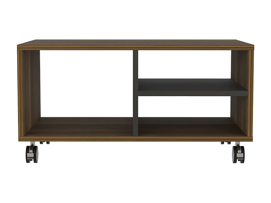 Mesa de Centro Nogal con estantes Caramelo / Negro