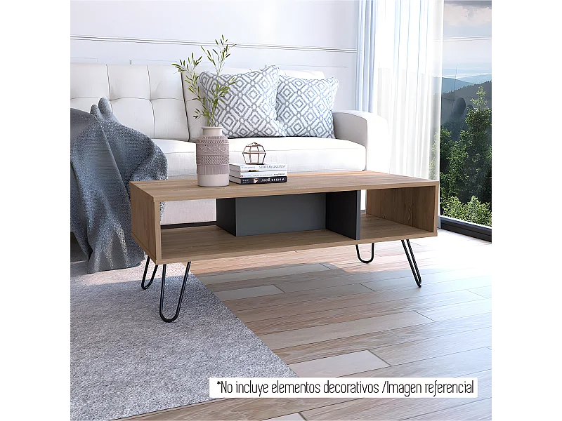 Tavolino Vegas, con gambe 40CM L X 101,1CM P X 45CM L X 45CM P Miele / Piombo