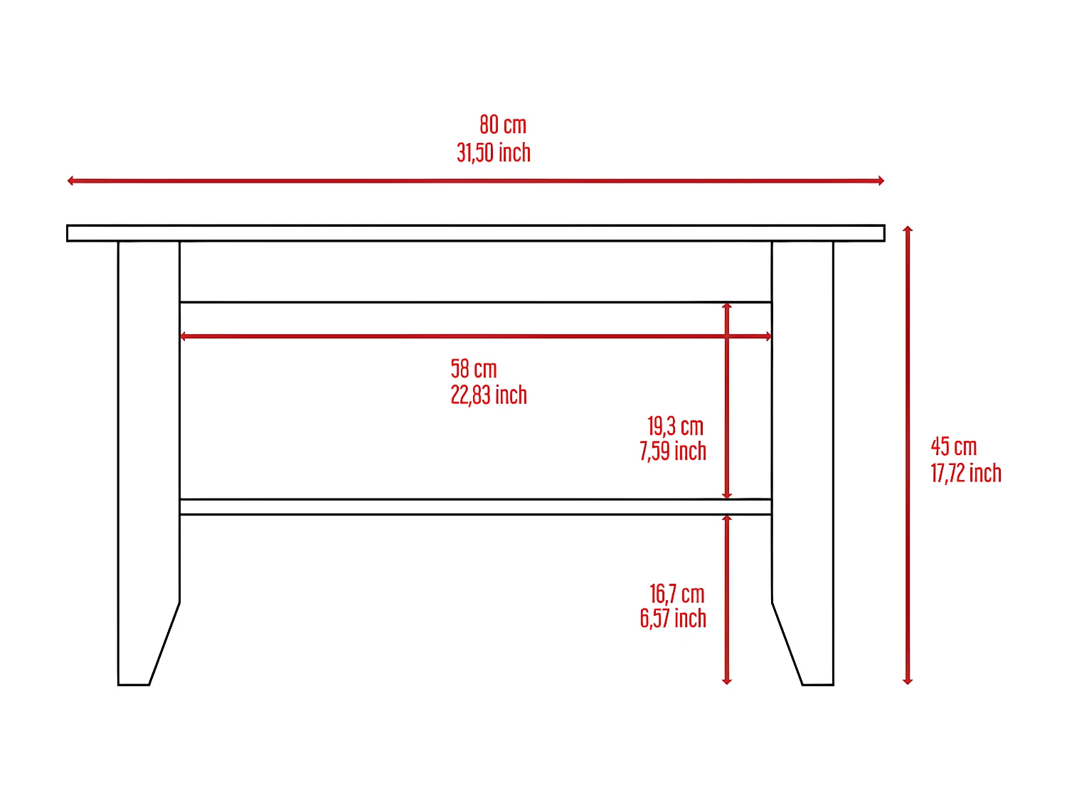 Table centrale essentielle avec étagère, 80 cm à x 70 cm P x 45 cm et Wengue