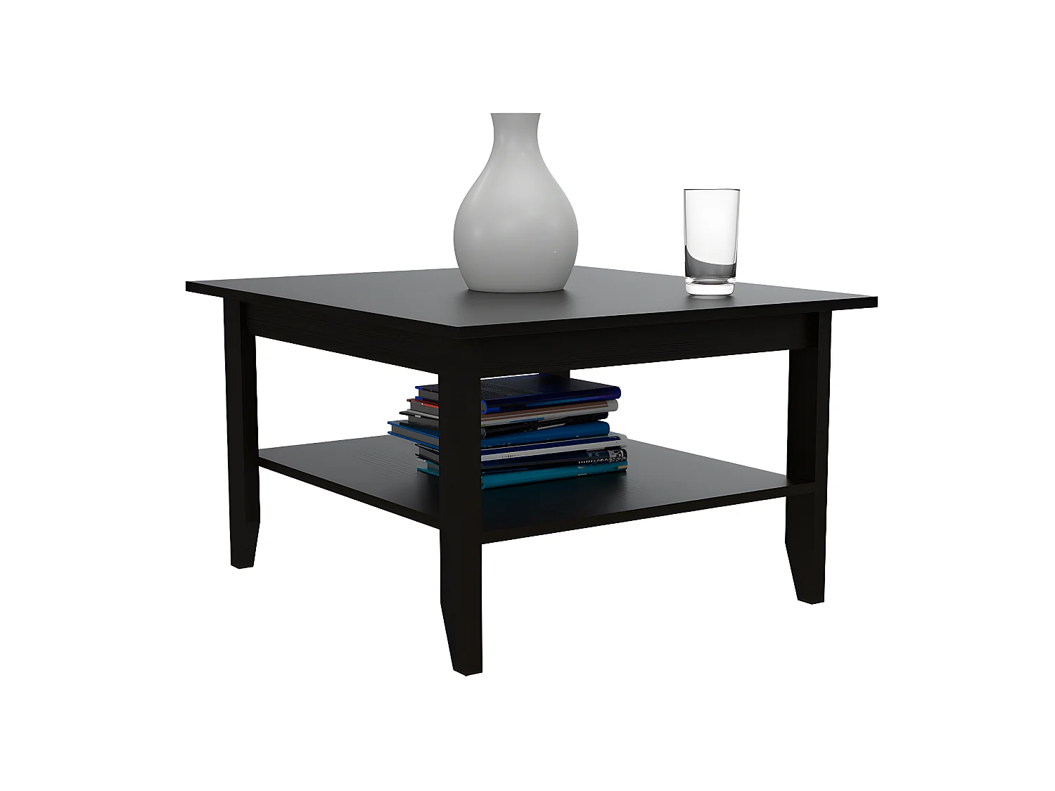 Table centrale essentielle avec étagère, 80 cm à x 70 cm P x 45 cm et Wengue