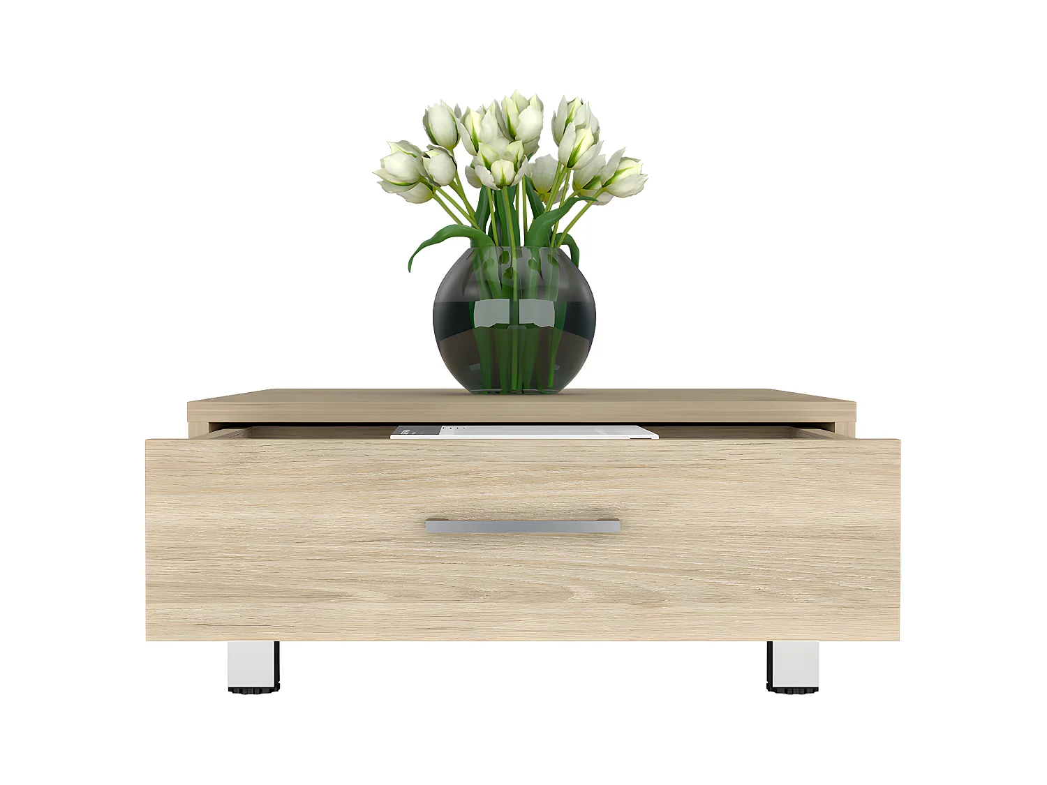 Table centrale de Beijing avec 1 tiroir, 26,3 cm à x 60 cm P x 60 cm et miel