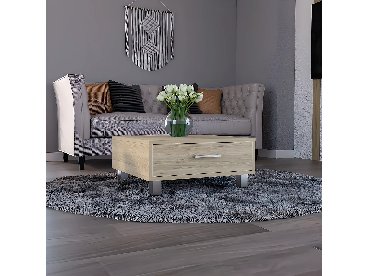 Tavolino Beijing, con cassetto 26,3 cm H X 60 cm L X 60 cm P Miele