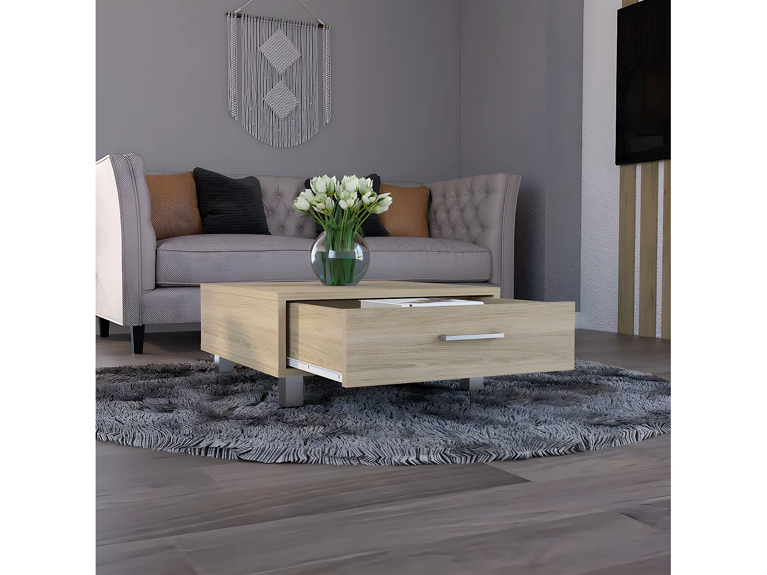 Tavolino Beijing, con cassetto 26,3 cm H X 60 cm L X 60 cm P Miele