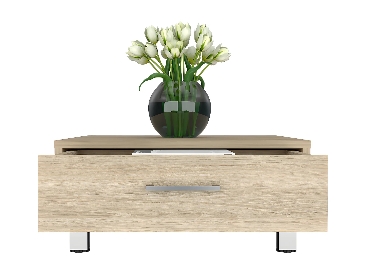 Table centrale de Beijing avec 1 tiroir, 26,3 cm à x 60 cm P x 60 cm et miel