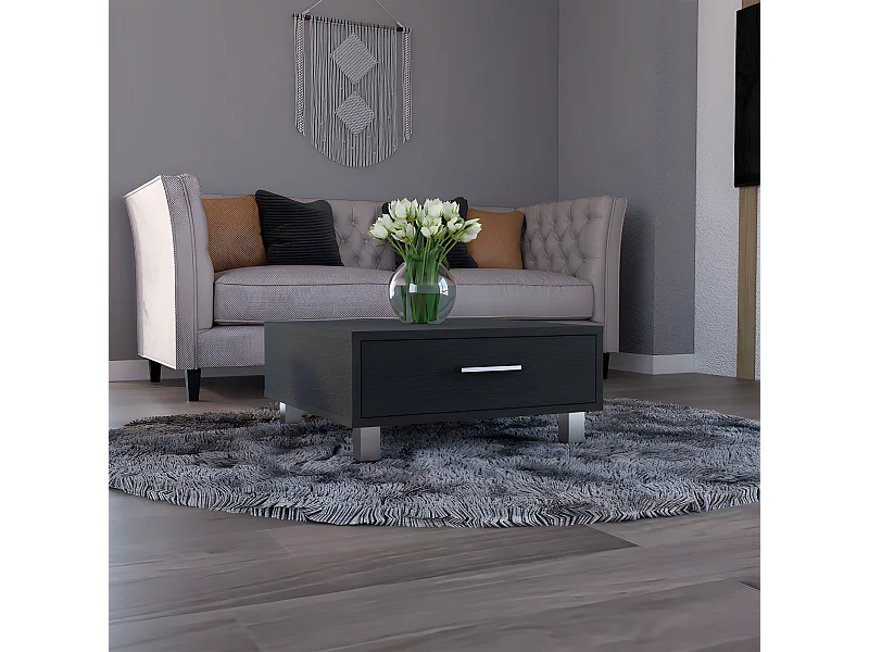 Tavolino Beijing, con cassetto 26,3 cm L X 60 cm H X 60 cm L X 60 cm P Nero