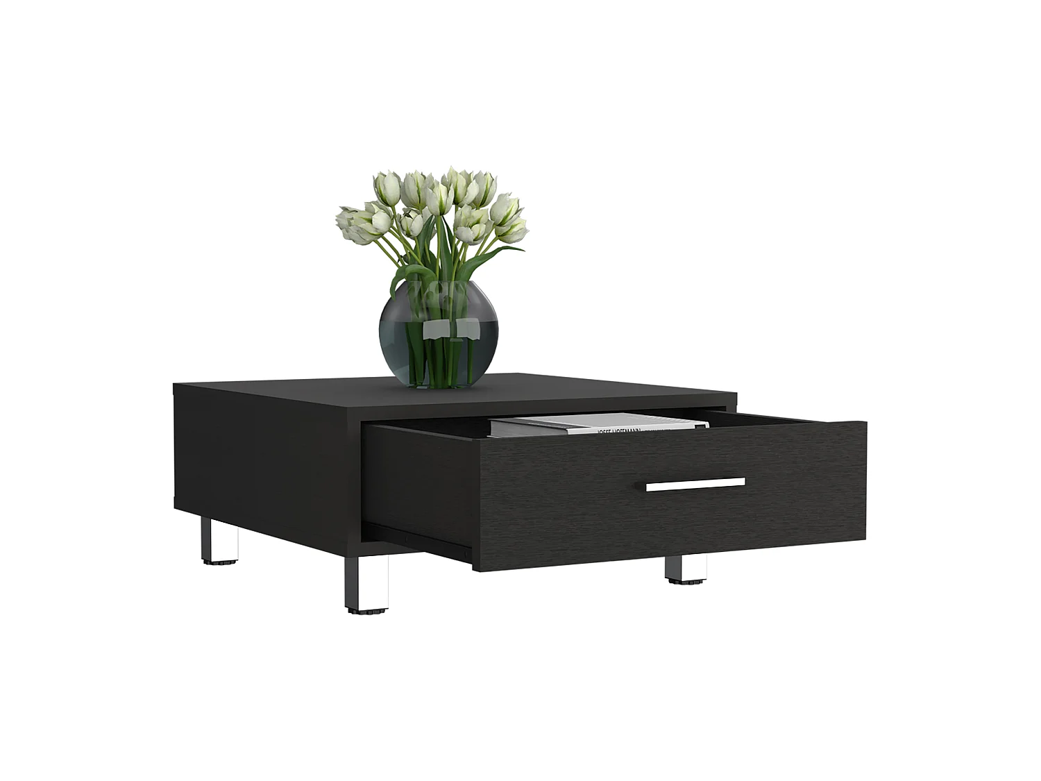 TUHOME CONCEPT Mesa de centro Beijing de 60 cm, wengué