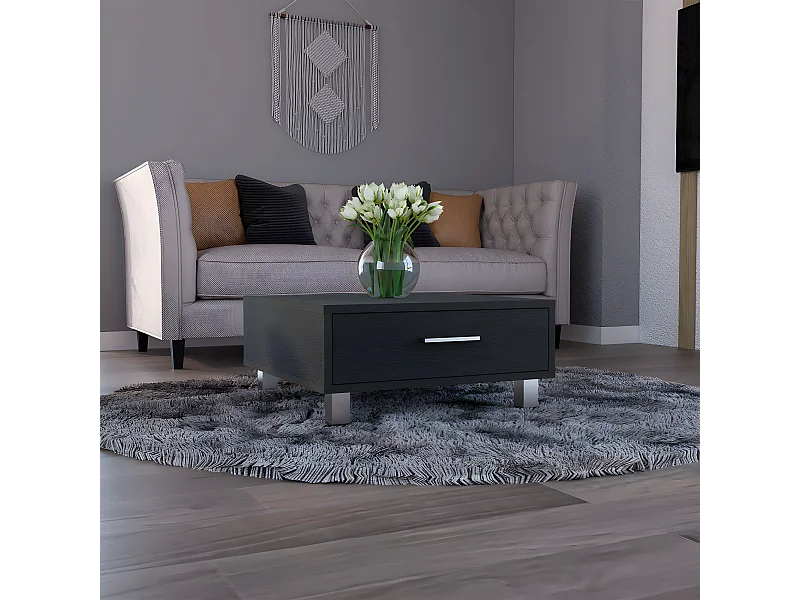 Mesa de centro Pequim com gaveta , 26.16 cm X 59.94 cm X 59.94 cm , Preto