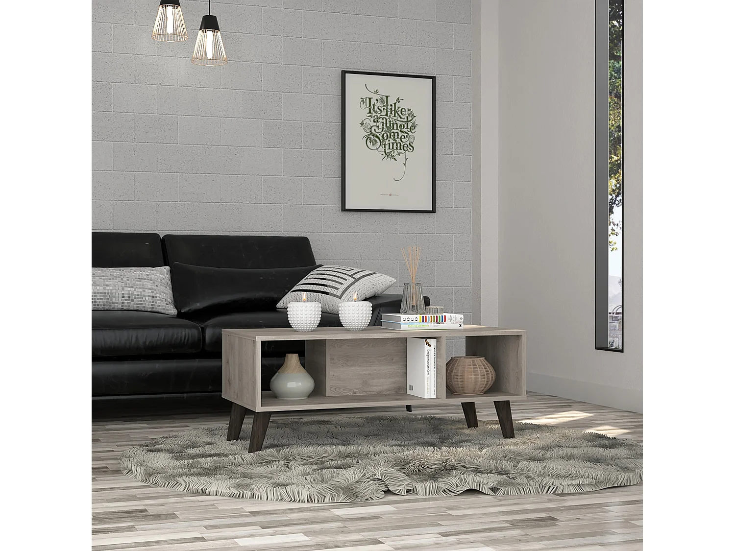 TUHOME CONCEPT Mesa de centro Cincinatti de 101 cm, gris ceniza