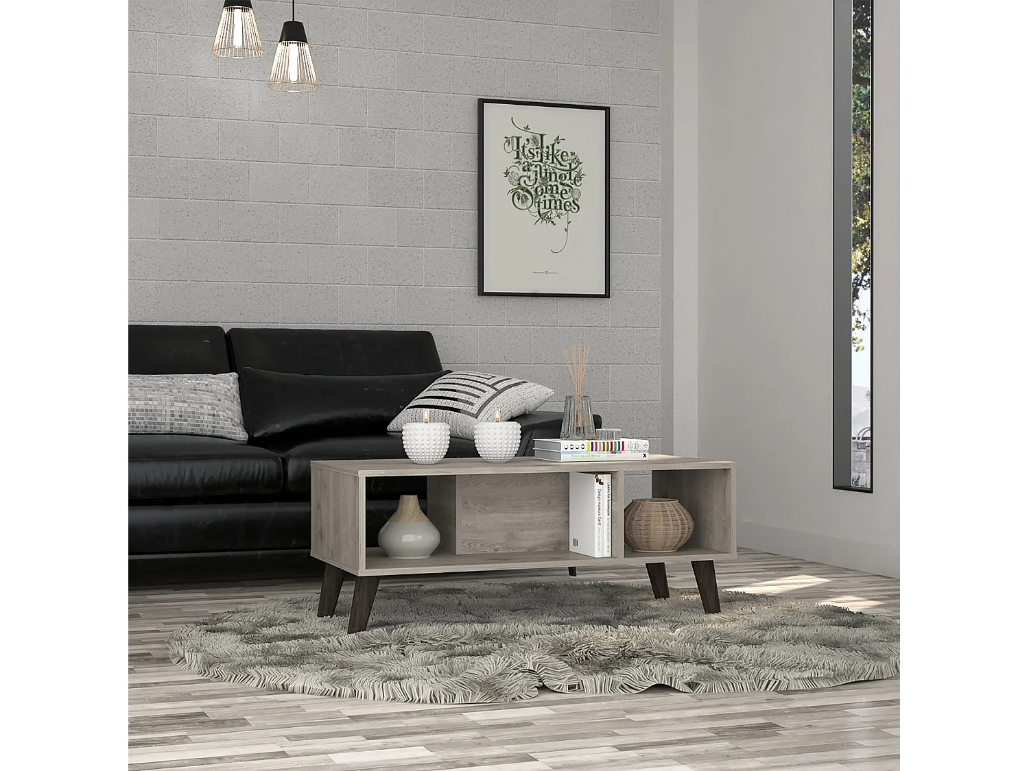 TUHOME CONCEPT Mesa de centro Cincinatti de 101 cm, gris ceniza