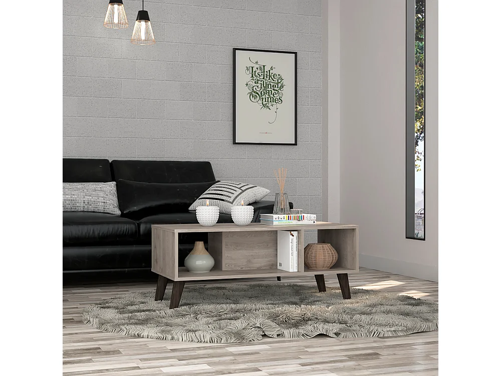 Mesa de Centro Cincinatti, con estante abierto 40CM A X 101.1CM An X 47CM P Ceniza