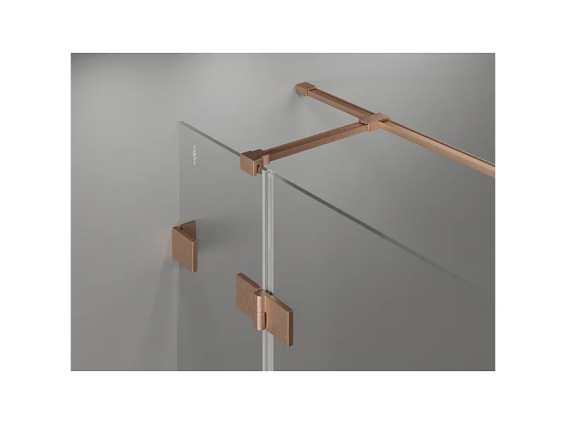 Mexen Lunar T right-hinged shower enclosure 115 x 100 cm, transparent, brushed copper - 834T-115-100-65-00-P