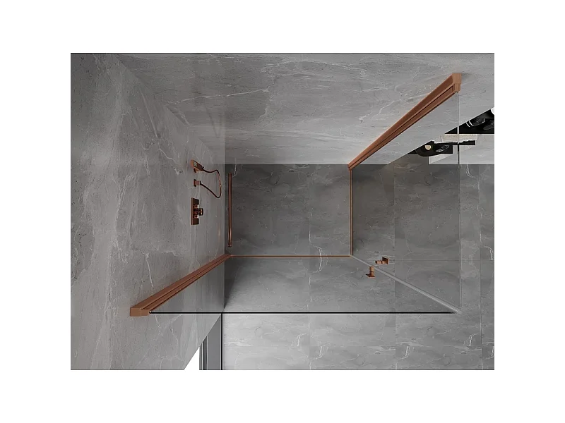Mexen Mist-B Duo open douchecabine 80 x 70 cm, transparant, geborsteld koper - 8A2-080-070-65-00
