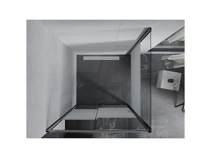 Mexen Apia drsna tuš kabina 90 x 90 cm, bele črte, krom - 840-090-090-01-20