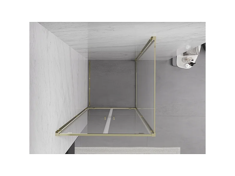 Mexen Exo cabine de douche pivotante 80 x 80 cm, transparent, doré - 8182-080-080-50-00