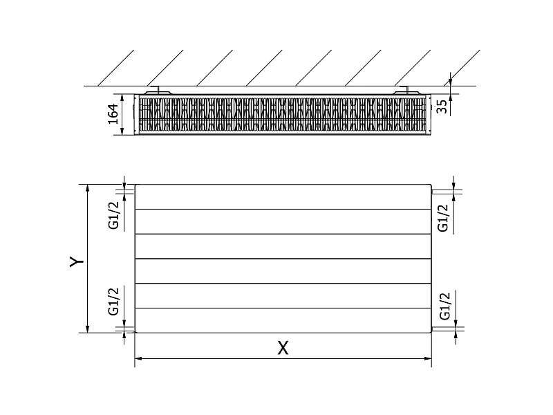 Mexen CL33 Radiateur à plaque 600 x 1300 mm, raccordement latéral, 2861 W, blanc - W433L-060-130-00
