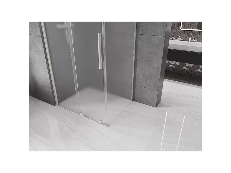 Mexen Velar schuifdouchecabine 110 x 75 cm, mat, geborsteld nikkel - 871-110-075-31-97