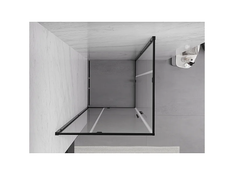 Mexen Exo cabine de douche carrée battante 70 x 70 cm, transparente, noire - 8110-070-070-70-00