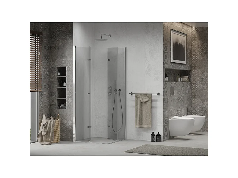 Mexen Lima Duo folding shower cabin 80 x 80 cm, transparent, chrome - 856-080-080-02-00