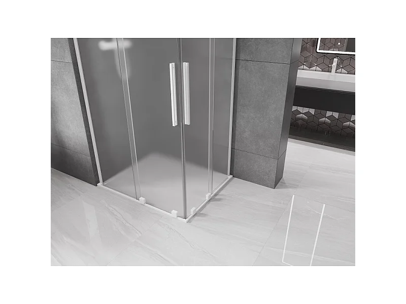 Mexen Velar L Duo drsna tuš kabina 100 x 90 cm, mat, bela - 871-100-090-02-33-20