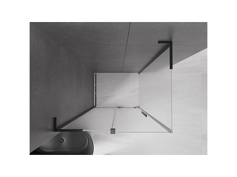 Mexen Velar L sliding shower cabin 120 x 80 cm, frosted, black - 871-120-080-33-70