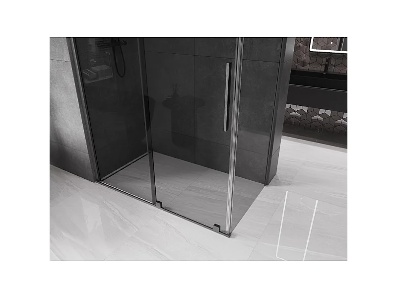 Mexen Velar cabine de douche coulissante 160 x 75 cm, graphite, gris canon brossé - 871-160-075-41-66