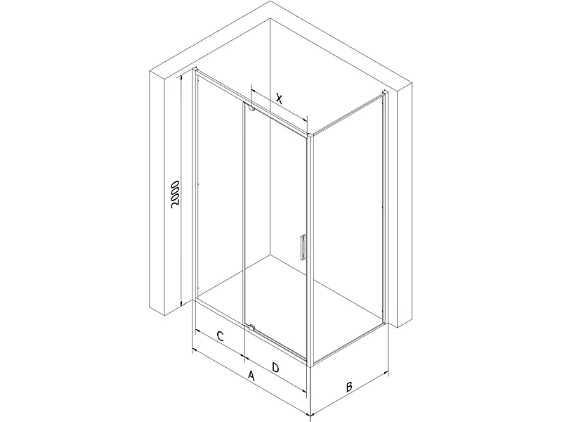 Mexen Exo cabina doccia basculante 155 x 100 cm, trasparente, nera - 819-155-100-70-00