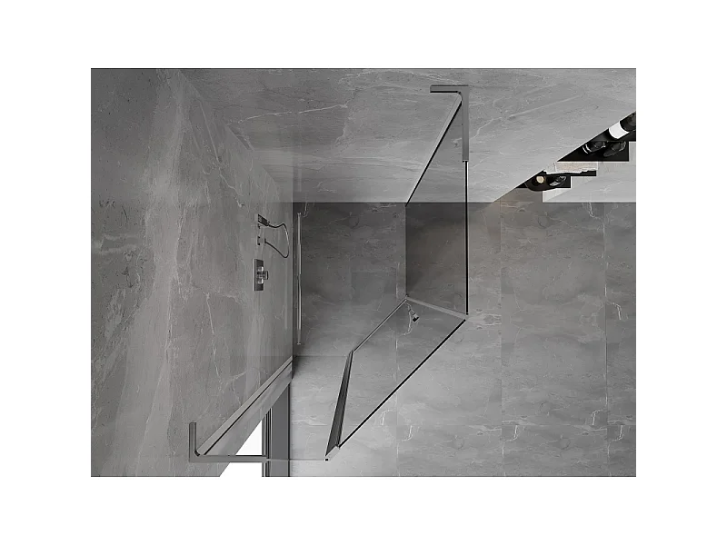 Mexen Mist L cabine de duche pentagonal assimétrica de abrir 90 x 100 cm, transparente, cromado - 8A8L-090-100-01-00