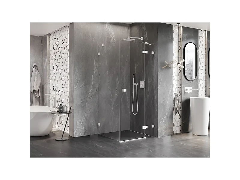 Mexen Lunar Right-Hinged Shower Enclosure 80 x 80 cm, Transparent, White - 834-080-080-20-00-P