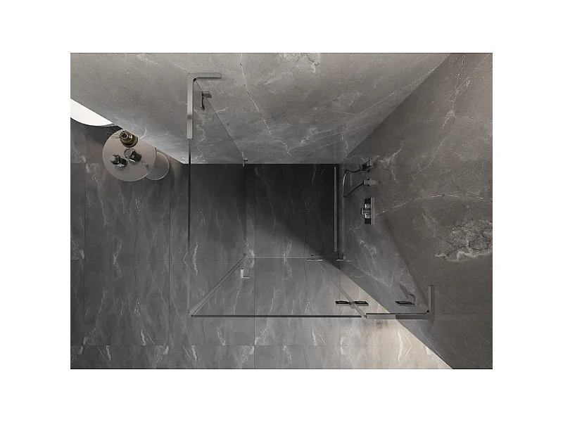Mexen Lunar L højrehængslet brusekabine 100 x 100 cm, transparent, krom - 834L-100-100-01-00-P