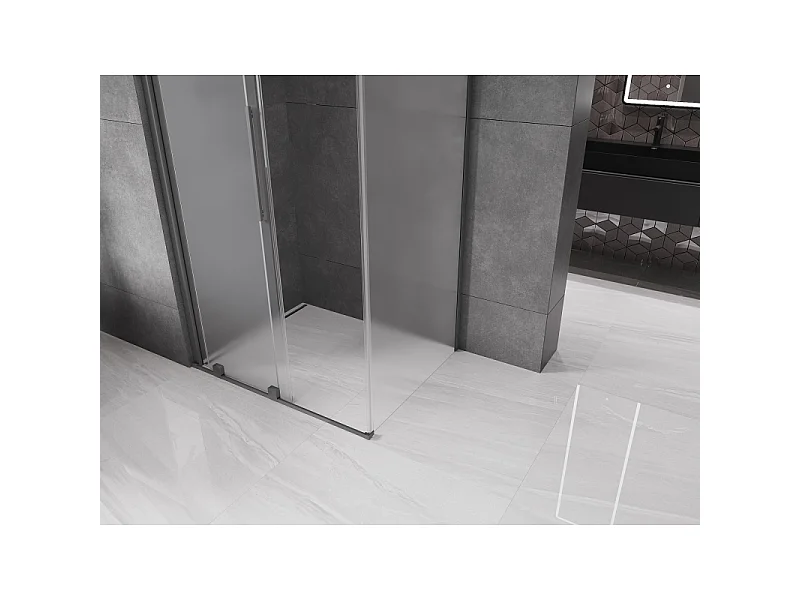 Mexen Velar doucheschuifwand 100 x 80 cm, matglas, gun metal - 871-100-080-31-95