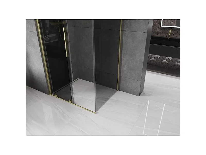 Mexen Velar drsna tuš kabina 140 x 100 cm, grafit, zlato brušeno - 871-140-100-41-55